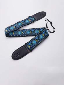 Guitar Straps, Vintage Embroidered Cotton Guitar Straps With Leather Ends For Bass, Electric & Acoustic Guitars