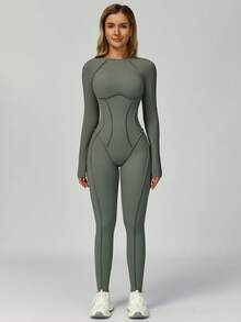 MASKERT 女士运动服瑜伽服连体裤跑步运动健身服高弹瑜伽服居家休闲舒适亲肤