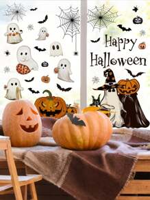 102 Stück - Halloween Fensteraufkleber Vintage Geist Böser Kürbis Fledermaus Wiederverwendbare Fensteraufkleber für Halloween Herbstparty Zubehör Heim Glasdekoration, 8 Blatt Halloween Fensterdekoration - Aufkleber, Kürbis & Geist Aufkleber für Partyraum Dekoration Heim Dekoration Wanddekoration Wandaufkleber Halloween Dekoration Herbstdekoration Halloween Dekorationen
