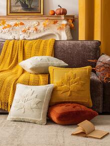 2 vỏ gối hình lá phong màu vàng mù tạt, vỏ gối sofa thêu 3D phong cách Bohemian, thích hợp cho phòng khách, phòng ăn, phòng ngủ - Màu vàng trâu - Xem 8
