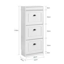 SoBuy 3 Flip-Drawers Shoe Cabinet Shoe Rack Shoe Storage Cupboard Organizer Blue W53 X D24 X H118cm FSR94-B - 黑與白 - 查看 3