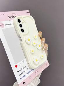 1 件 3D 水滴菊花形 TPU 防震手机壳，适用于 Apple 16/16Pro/16ProMax/15/14/13/12/11/XsMAX 系列手机保护套防水防摔防刮 - 白 菊花 - 查看 6