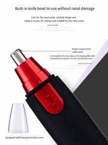 Recortador de vello nasal impermeable unisex - Cuchillas dobles y motor silencioso, eliminación indolora del vello de las orejas y el rostro - Multicolor - Ver 11