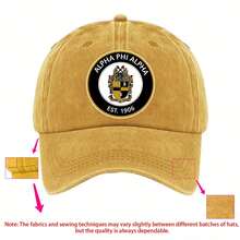 Alpha Phi Alpha Fraternity Washed Baseball Cap, Polyester, Adjustable Size, Lightweight, Printed Occasion Theme, Machine Washable, Multi-Color Options - Yellow - View 13