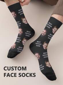 1 Paar personalisierte Socken mit Gesichts- und Textdruck für Herren, lustige Knöchelsocken, ''Bester Vater aller Zeiten'' Muster mit Foto, lustige Paarsocken mit benutzerdefinierten Bildern für verschiedene Anlässe wie Vatertag und Geburtstag, Hund, farbig, süß, niedlich, schlicht, lustig, benutzerdefiniert, einzigartig, personalisiert, ideale Geschenke für ihn, ideale Geschenke für sie, Freund, Freundin, Familie, Freunde
