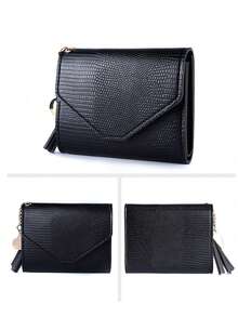 Ví da giả đa năng có tua rua trang trí dễ thương, ví ngắn cho nữ, ví đựng tiền xu, ví đựng thẻ, ví kiểu phong bì cho nữ, ví mini, ví in họa tiết da báo, ví in họa tiết báo đốm, ví nhỏ dễ thương - Nhiều màu - Xem 9