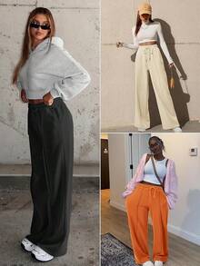 Womens Wide Leg Sweatpants High Waisted Baggy Drawstring Athletic Joggers Fashion Teens - Xmas Green - Xem 5