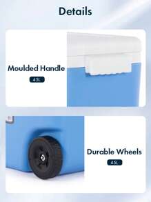 1 件 48QT 超大容量冷藏箱，户外烧烤运动赛事保温箱，露营房车冰桶，商用和家用便携式轮式冷冻箱，冰块冷却耐用，适用于海滩、野餐、户外露营、杂货、划船 - 藍白色 - 查看 4