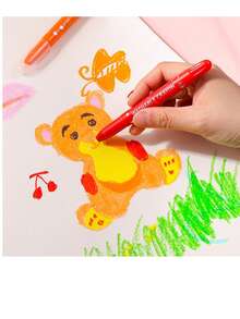 6pcs/10pcs Water-Soluble Large Capacity Colorful Crayon Rotary Drawing Pen, Children's Non-Staining Painting Brush, Oil Painting Brush