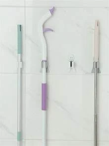 1pc Mop Rack, Smiling Mop Rack, Multi-Functional Mop Hook, Bathroom Mop Hook, Traceless Wall Glue Hook,Bathroom Accessories - Multicolor - View 9