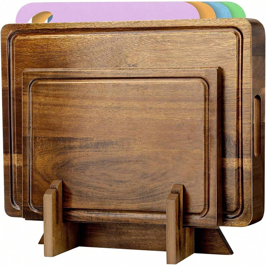 Muja Juego de 3 Tablas para Picar, Juego de Tablas para Picar Cocina con Soporte, Incluye 4 Piezas Alfombrillas para Cortar de Plástico Flexible, Perfectas Como Herramientas y Gadgets de Cocina - 1 - Ver 1