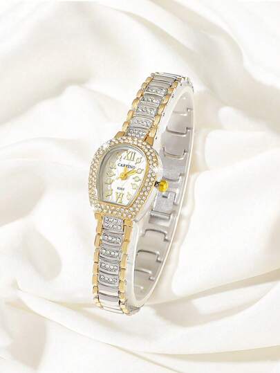 华丽优雅的金色和银色女士手表，独特精致的设计，时尚配饰，适合日常佩戴、返校季佩戴、节日礼物