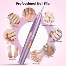 طقم مانيكير كهربائي قابل للشحن عبر USB، يأتي مع 20 رأس تلميع - مقص أظافر وقدم كهربائي محمول، خالي من الروائح، ببطارية ليثيوم، يشمل ملف أظافر وعصا دفع كيراتين، مناسب للاستخدام المنزلي والصالون، مبرد أظافر كامل الأوتوماتيكية، مبرد قدم احترافي، يمكن تجليخ الأظافر في المنزل