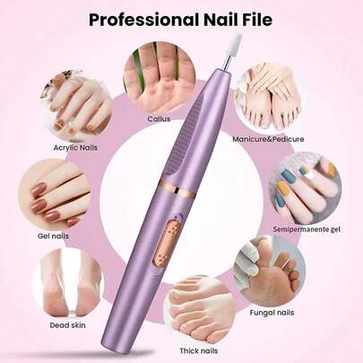 طقم مانيكير كهربائي قابل للشحن عبر USB، يأتي مع 20 رأس تلميع - مقص أظافر وقدم كهربائي محمول، خالي من الروائح، ببطارية ليثيوم، يشمل ملف أظافر وعصا دفع كيراتين، مناسب للاستخدام المنزلي والصالون، مبرد أظافر كامل الأوتوماتيكية، مبرد قدم احترافي، يمكن تجليخ الأظافر في المنزل