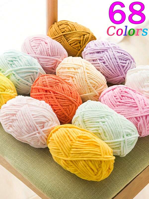 1/2pcs Velvet Soft Yarn, 50g/Pc, 60m/Pc, Handmade DIY Knitting Medium Chunky Yarn Popsicle Yarn, Bulky Polyester Soft Knitting Yarn, Suitable For DIY Crafts, Suitable For Knitting And Crocheting Scarves, Hats, Shoes, Bags, Cushions, Dolls, Blankets, Slippers