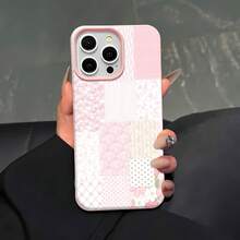 Floral Patchwork Mobile Phone Case, Designed With Delicate Flowers And Pastel Colors, Suitable For IPhone 16, 15, 14, 13, 12 And 11 Pro Models, Made Of TPU Material, And Provides Shockproof Protection. Perfect For Family, Friends, Children, Birthdays, Spring, Holidays, Boyfriends, Girlfriends, And Valentine's Day Gifts - Hồng 22 - Xem 5