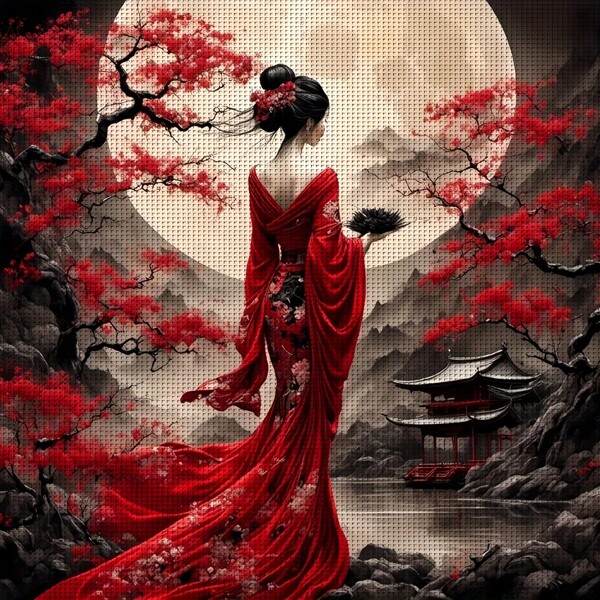 1 件无框印花十字绣 DIY 套装，40x40 厘米/15.7x15.7 英寸，11 幅/14 幅，优雅女士款，适合成人初学者轻松DIY十字绣套装，包含印花画布、针线、图纸和说明书。精美手工艺术墙面装饰，适合居家和办公室，也适合作为馈赠亲朋好友的礼物。