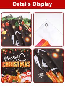 1pc Christmas Decoration Backdrop Fabric, Santa Claus& Snowman& Christmas Tree Pattern Banner, Merry Christmas Party Backdrop Decoration, Christmas Photography Props, Christmas Garage Door Decorations, Patio Decorations, Christmas Living Room Wall Decoration Hanging Fabric, Room Decorations, Home Decor, 2026 New Year Decor, Christmas Hanging Decor, Xmas Gifts