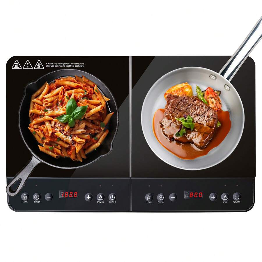 Parrilla Eléctrica De Inducción De 2 Quemadores 1000w+800w,eficiencia energética,cocción rápida,control preciso,se`guro de uso - Tipo de Enchufe A USA (110-127V) - Ver 1