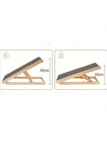 Thang leo trèo cho thú cưng bằng gỗ nguyên khối có thể điều chỉnh, thang dốc cho chó, thang sofa chống trượt cho thú cưng cỡ M - Xám - Xem 4