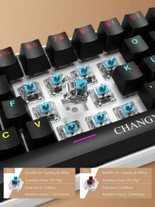 CHANGXIE 61-Key Wired Mechanical Keyboard With White, Black Or Blue Switches, RGB Backlit, Waterproof, For Home, Office And Gaming