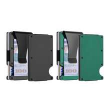 1 Or 2-Pack: RFID Blocking Slim Credit Card Holder Wallet For Men – Minimalist, Scratch-Resistant, With Removable Money Clip | Modern, Durable, Everyday Carry - 綠色和黑色 - 查看 1