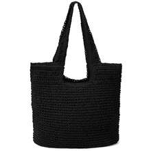 Hatisan Straw Beach Bag For Women Summer Woven Beach Tote Bag Shoulder Handbags Boho Bag - 黑色 - 查看 1