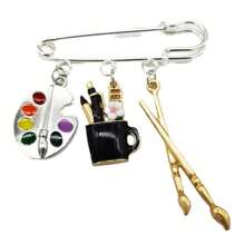 Personalized Brooch Painter Pendant Palette Painting Brush Charm Brooch Teacher Student Creative Jewelry Gifts - Palette pendant brooch - View 2