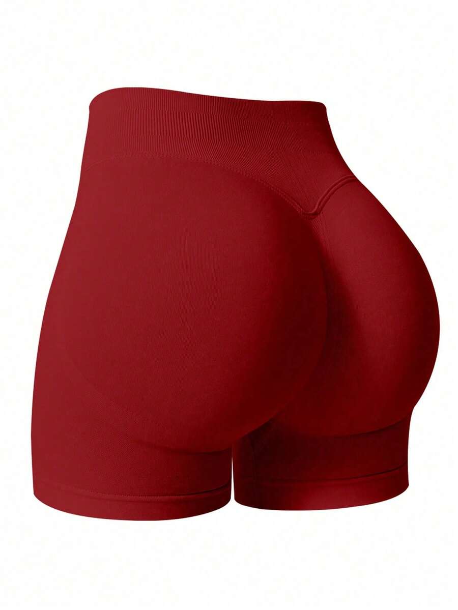NcmRyu Women's Seamless Butt Lifting Shaping Gym Sports Shorts Fall Clothes For Women - 紅色 - 查看 1