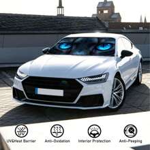 Stylish Cat Eye Car Windshield Sun Visor, Unique Design, Fashionable And Fun Sunshade, Easy To Install, Suitable For All Vehicle Models, With Heat Insulation And Privacy Protection Function, Keeps Your Car Cool, Foldable For Easy Storage