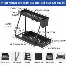 GROWSUN-2pcs Under Sink Organizer With Sliding Shelves Multi-Purpose Black Plastic Storage Basket For Bathroom And Kitchen Cabinet Durable Metal Construction Bathroom Organizer - trắng - Xem 2