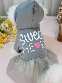 Pet Hooded Mesh Sweatshirt Dress, Outerwear For Small Cats, Small Dogs, Poodle, Bichon Frise