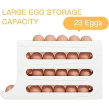 NetHong New 4 Layers Egg Storage Shelf Refrigerator Freshable Eggs Storage Container Automatic Rolling Egg Rack Dispenser Kitchen Desktop Holder UK - White - View 4
