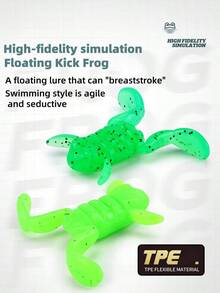 TACKLEPIONEER 2pcs Realistic Soft Frog Lures, 4.2g-8.9g, Surface Fishing Bait, Detailed Legs And Toes - High Quality TPE Frog Hooks, Suitable For Freshwater And Saltwater Fishing, Freshwater Bait | Realistic Imitation Design | Soft Plastic Bait, Fishing Lures - Multicolor - View 3