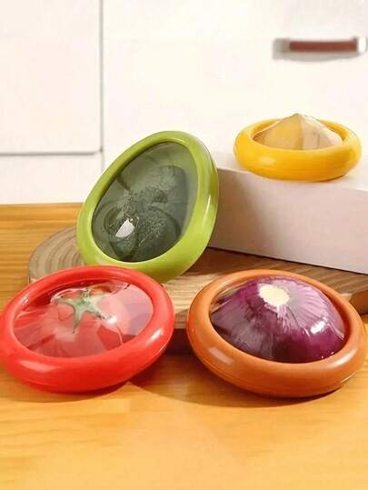 4 piezas Juego reutilizable de recipientes de silicona para frutas y verduras - Contenedores de refrigerador antioxidantes con tapas - Mantiene las frutas/verduras frescas por talla grande tiempo