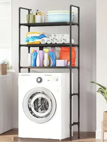 三层浴室收纳架，带毛巾杆和三个挂钩，复古棕/黑/白三色可选，承重力强，适用于浴室/淋浴房收纳整理。