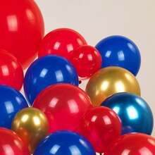 108pcs Red, Blue, Gold Balloon Garland Arch Kit, Chrome Blue Foil Star Burst Balloons, DIY Long Balloons Suitable For Baby Shower, Boy, Girl, Kids, Video Game, Cartoon Hedgehog, Superhero, Gamer Theme Birthday Party Decorations - Blue - View 5
