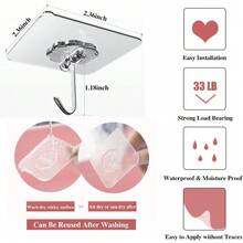 10PCS   Heavy Duty Self-Adhesive Hooks - Up To 50 Lbs (Approximately 22kg ), Transparent, Waterproof, Adhesive Wall Hooks, Suitable For Keys, Bathroom, Shower, Outdoor, Kitchen, Door, Home Renovation, Utility Tools - Random - View 6