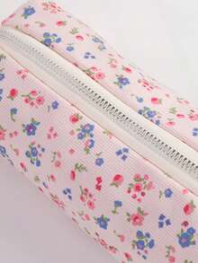 1 Peça Estojo de Lápis de Veludo Floral, Suprimentos Escolares, Bolsa de Armazenamento de Papelaria de Grande Capacidade e Simples