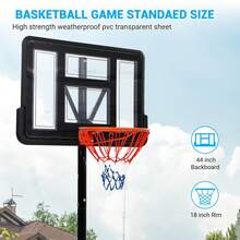 Portable Basketball Hoop System 5.2-10.0ft Adjustable For Kids/Youth, Pe Frame, Shatterproof PVC Board, Rust-Resistant Steel Rods, Easy Installation & Mobility With Two Wheels - Black - View 2