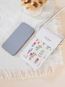 1 pieza Bolsa de teléfono con pantalla táctil para mujeres, bolsa bandolera para niñas, linda y bolsa de hombro|Bolsa bandolera pequeña mini con estampado floral, cuero sintético, cierre magnético, característica de orificio de carga - Multicolor - Ver 5