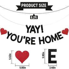 一套“耶，你回家了！”闪光三角旗横幅，趣味欢迎回家派对装饰，男女通用，返校季，军人返乡，家庭团聚派对悬挂旗帜 - 彩色 - 查看 3