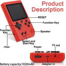 Macchina portatile per giochi retrò in stile vintage da 8 bit con 400 giochi, console per videogiochi, decorazione natalizia - Rosso - Visualizzare 8