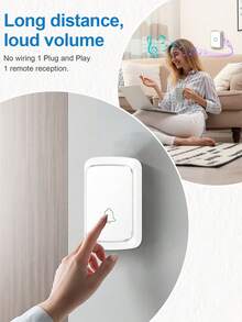 1 Set Wireless Doorbell Kit With Rain Cover, Long Range High Volume Chime, 60 Melodies 5 Volume Levels, Living Room/Garden Reminder, Powered By 3*AAA Batteries/USB (Batteries Not Included)