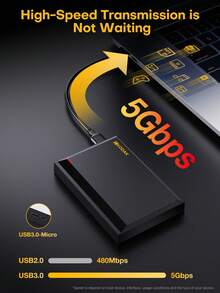 Kodak Portable Hard Drive 2TB/1TB/500GB HDD 2.5 Inch 5Gbps External USB3.0 Storage Disk Compatible With PC Desktop Laptops - Black - View 4