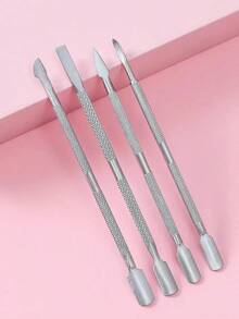 4pcs Nail Push Nail Kits,Nail Supplies,Nail Tools,Nail Art Tools,Back To School,Nails,Nail Tools For Press On Nails - 銀色 - 查看 3