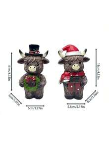 2pcs Highland Yak Resin Craft Decoration, Cross-Border Christmas Home, Garden, Desktop Decorations And Gifts - Multicolor - View 4