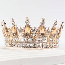 1Pc Rhinestone Baroque Pageant Crowns Cake Decorations Queen Princess Tiara Sparkling Headpieces Crystal Cake Topper - Multicolor - View 13