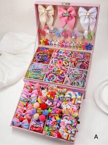 907 件/套女孩彩色蝴蝶发夹，可爱公主发饰，高弹耐用无损发带，发圈，婴儿发饰，多功能鸭夹，适合日常使用，礼物 - 彩色 - 查看 2