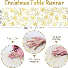 2pcs/Set Christmas Gold Snowflake Table Runner 11*197 Inches, Shiny Gold Foil Decor For Christmas, Holidays, Home, Party, Kitchen, Daily Use, DIY